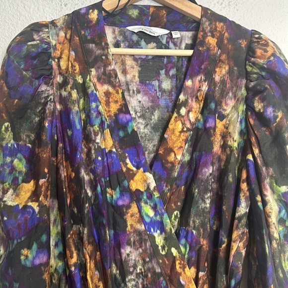 & Other Stories Watercolor Ruffle Midi Wrap Dress Womens Size 4 Boho - Picture 9 of 16